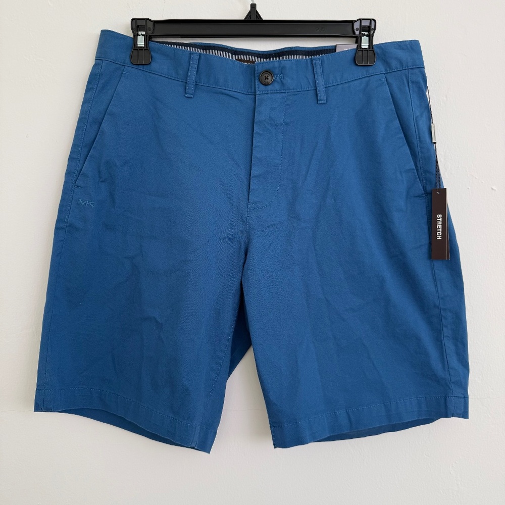 Michael Kors Mens Ocean Blue Stretch Cotton Shorts W30 - Picture 2 of 10